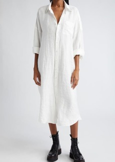 R13 Jumbo Long Sleeve Linen Blend Shirtdress