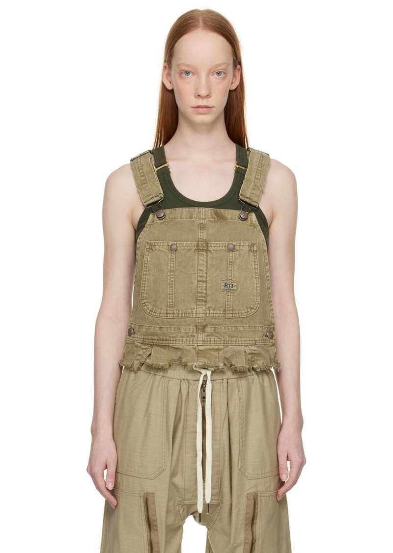 R13 Khaki Damon Denim Tank Top