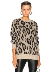 R13 Leopard Cashmere Crewneck Sweater
