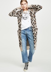 R13 Long Leopard Cashmere Cardigan