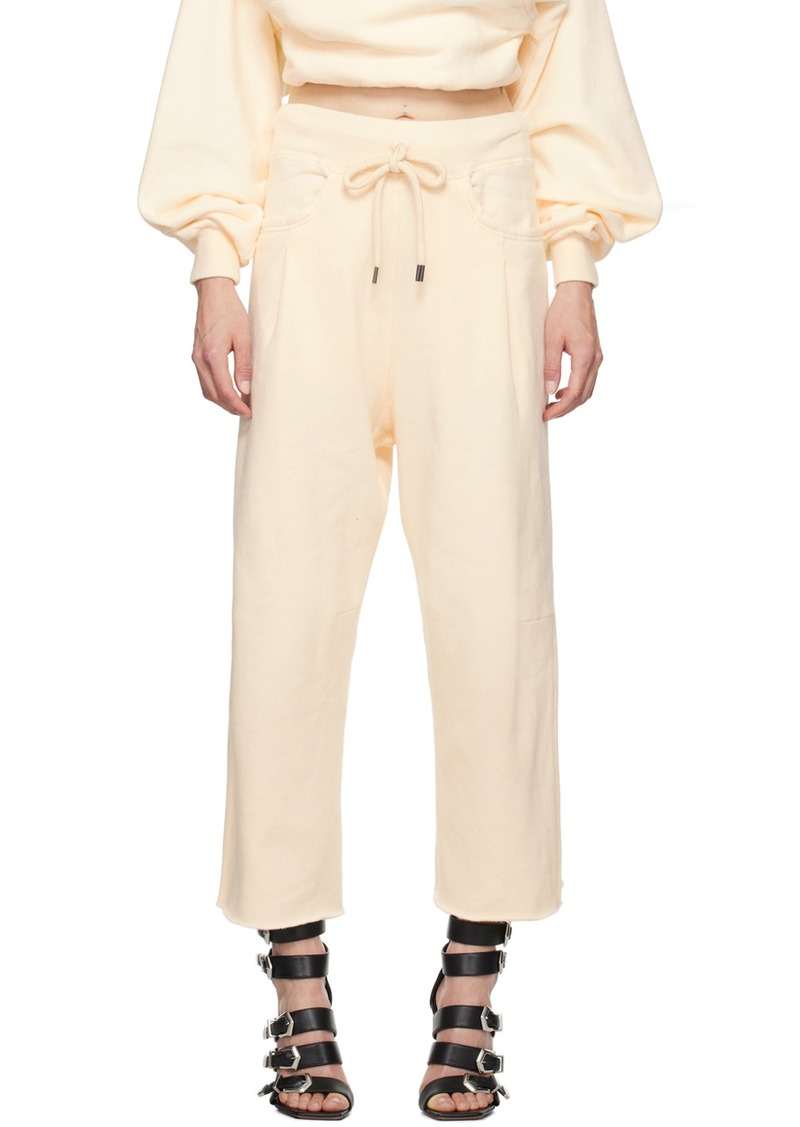 R13 Off-White Cropped Pleated Sweatpants