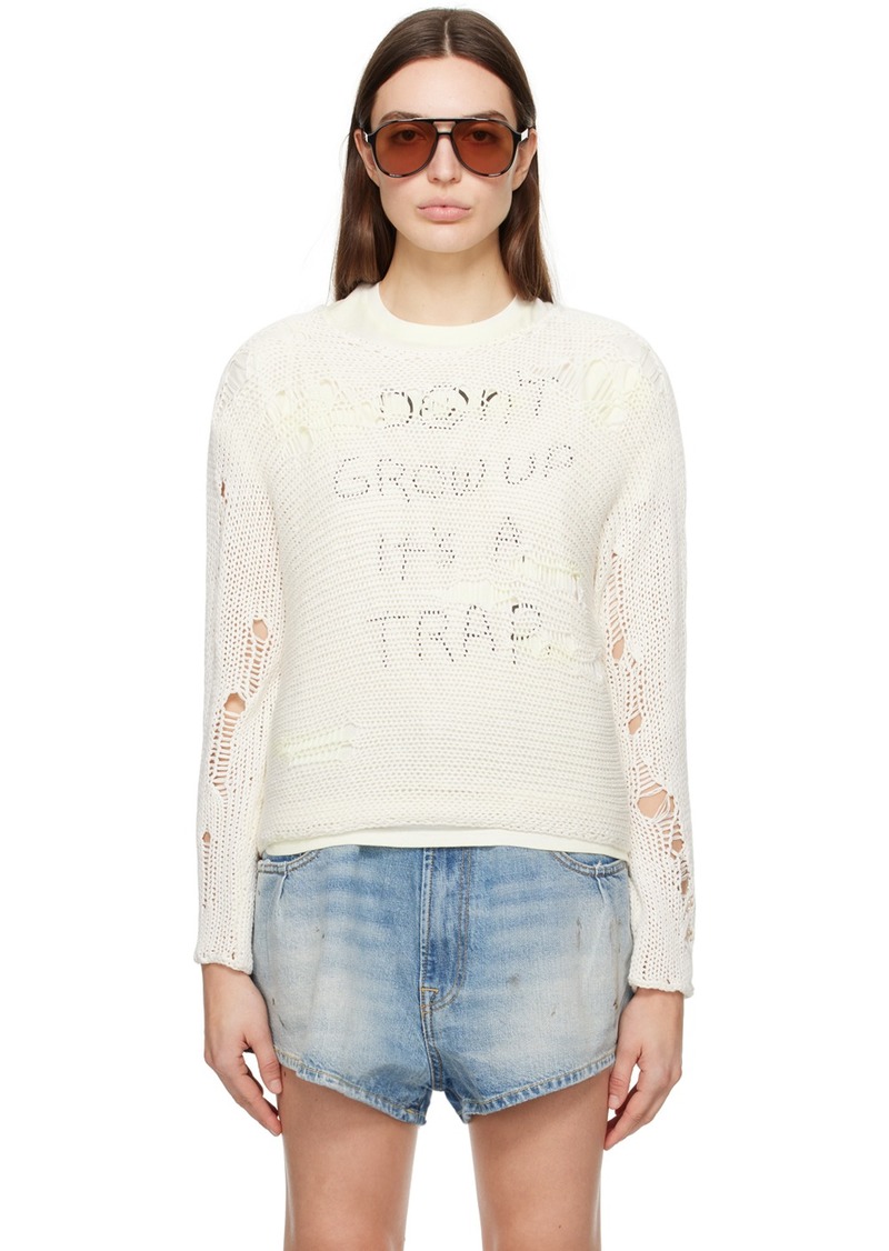 R13 Off-White Distressed Sweater