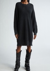 R13 Oversize Distressed Long Sleeve Sweater Dress