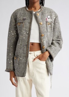 R13 Paint Splatter Oversize Tweed Jacket