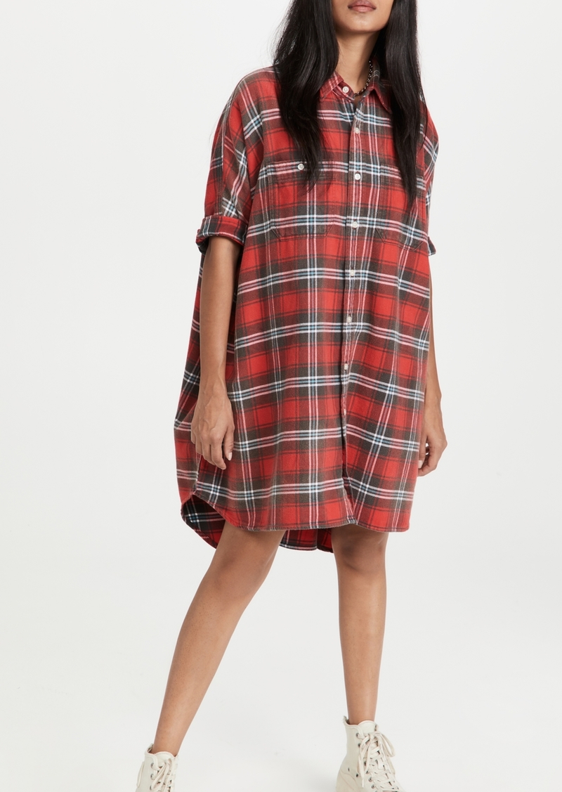 R13 Plaid Oversized Boxy Shirtdress