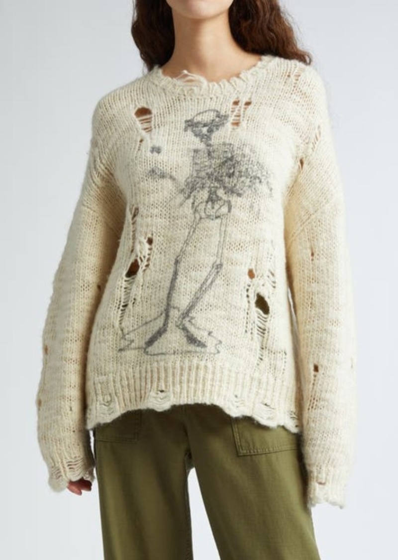 R13 Skeleton Distressed Wool Sweater