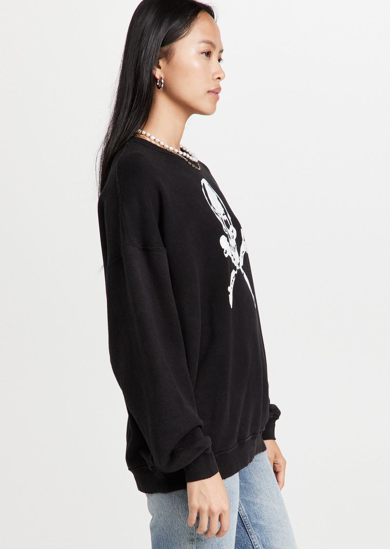 R13 R13 Skull Oversized Crewneck Sweatshirt Tops