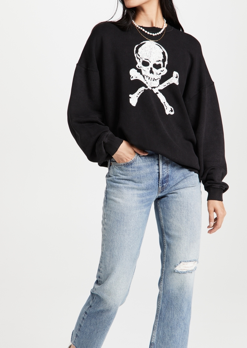 R13 R13 Skull Oversized Crewneck Sweatshirt Tops