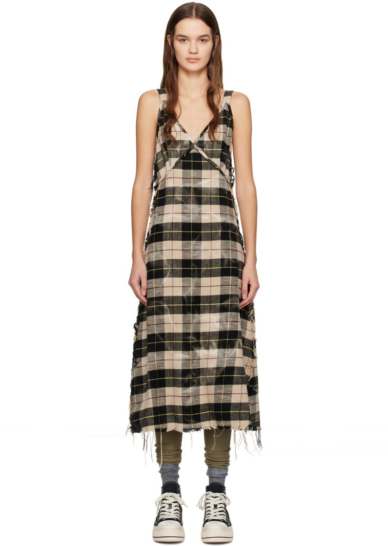 R13 SSENSE Exclusive Black & Beige Grunge Midi Dress