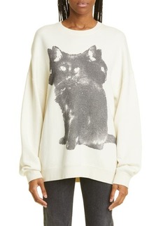 R13 Three-Headed Cat Oversize Cotton Blend Sweatshirt