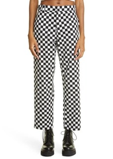 R13 Women's Slouch Crop Straight Leg Cotton Pants in Black/White Checker at Nordstrom