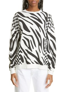 R13 Women's Tiger Check Oversize Cotton Blend Sweatshirt in Black/White Tiger W/Checker at Nordstrom