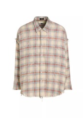 R13 Shredded Plaid Flannel Shirt