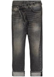 R13 stonewashed straight-leg jeans