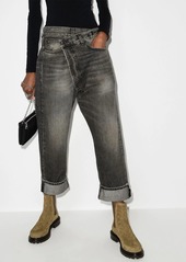 R13 stonewashed straight-leg jeans