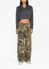R13 wide-leg camouflage-print trousers