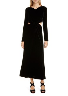 Rachel Comey Mast Cutout Waist Long Sleeve Velvet Dress in Black at Nordstrom