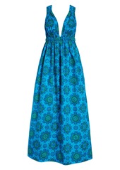 Rachel Comey Camisiam Plunge Neck Dress in Blue Multi at Nordstrom