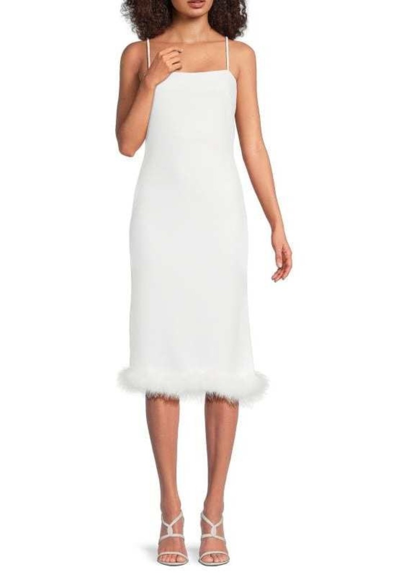 Rachel Roy Faux Feather Trim Midi Dress