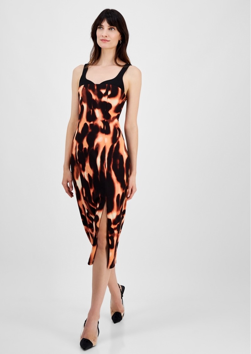 Rachel Rachel Roy Alessia Contrast Scuba Crepe Dress - Leopard Smoke Combo