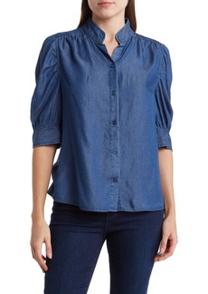 RACHEL Rachel Roy Elbow Length Sleeve Boyfriend Button-Up Shirt in Blue at Nordstrom Rack