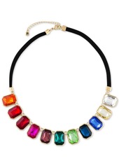 Rachel Rachel Roy Gold-Tone Emerald-Cut Multicolor Stone Statement Necklace, 18" + 2" extender