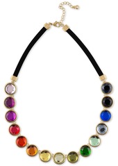 Rachel Rachel Roy Gold-Tone Multicolor Crystal Faux Suede Collar Necklace, 16" + 2" extender