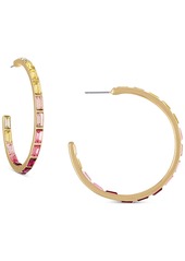 Rachel Rachel Roy Gold-Tone Pink Ombre Baguette Medium Hoop Earrings, 1.5"