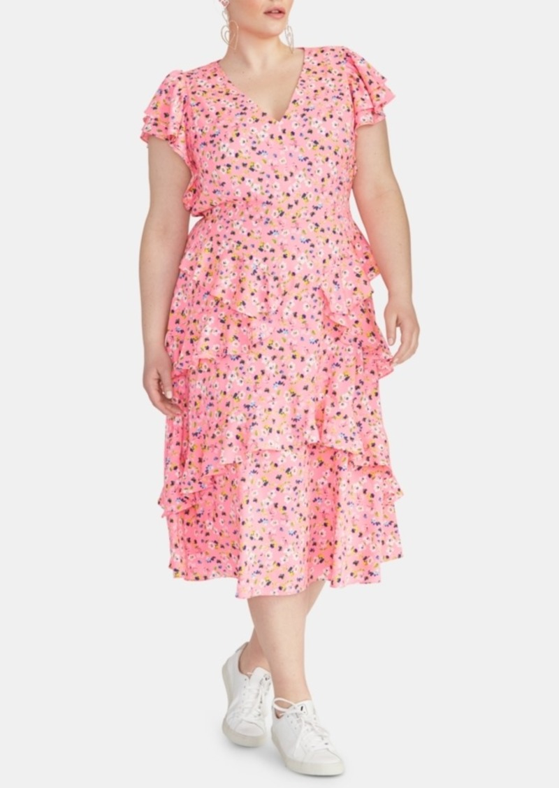 Rachel Rachel Roy Plus Size Ruffled Floral-Print Dress