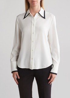 RACHEL Rachel Roy Tipped Collar Button-Up Shirt in White at Nordstrom Rack