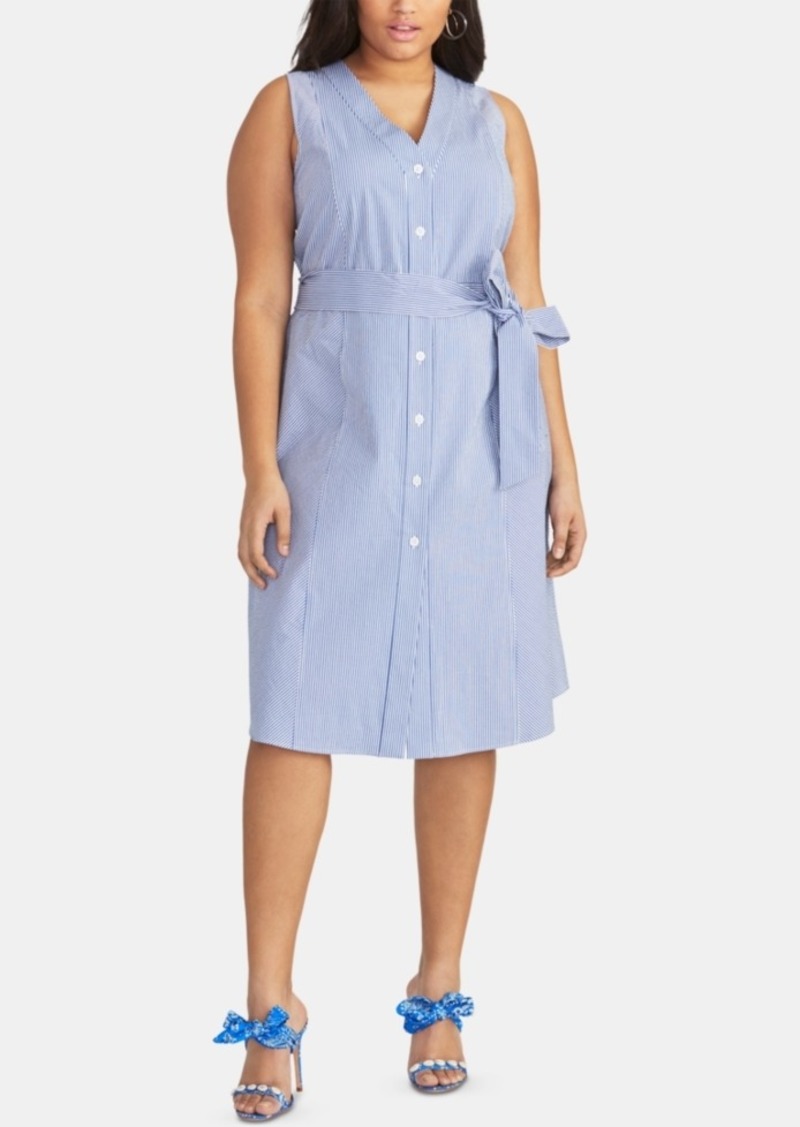 Rachel Rachel Roy Trendy Plus Size Cotton Striped Seersucker Dress