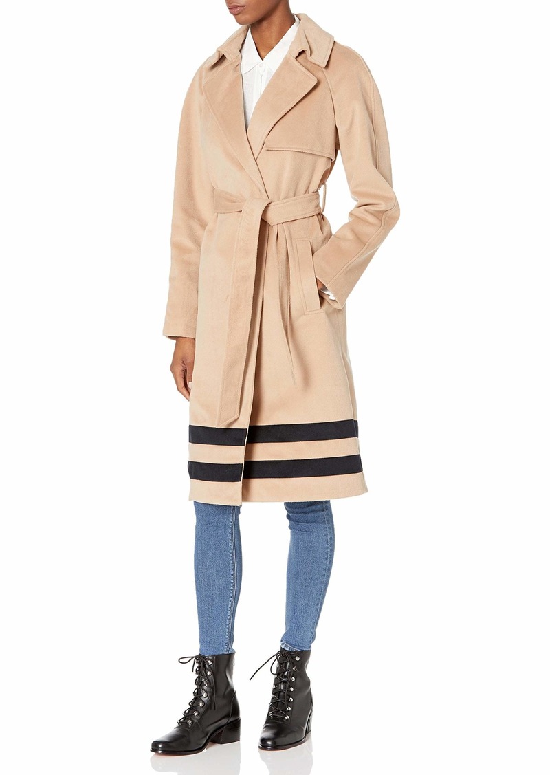 RACHEL Rachel Roy Women's Plus Size Border Design Belted Wrap Trench Coat