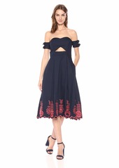 Rachel Rachel Roy Women's Off The Shoulder Embroidered Fit and Flare Dress cadat