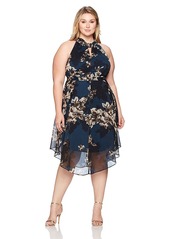 RACHEL Rachel Roy Women's Plus Size Chiffon Midi Dress BLUESTEEL Combo 14W
