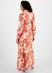 Rachel Rachel Roy Women's Pru Floral Maxi Shirt Dress - Coral Blossom