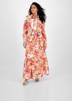 Rachel Rachel Roy Women's Pru Floral Maxi Shirt Dress - Coral Blossom
