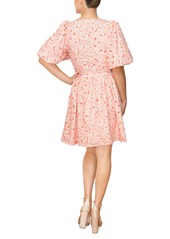 Rachel Rachel Roy Women's Valeria Puff-Sleeve Belted Mini Dress - Navy Bloom