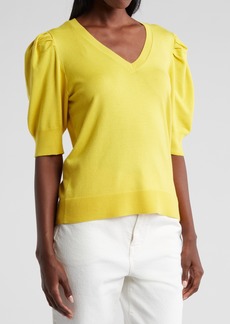 Rachel Roy V-Neck Puff Sleeve Sweater in Maize at Nordstrom Rack