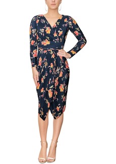 Rachel Roy Womens Floral Print Mid Calf Wrap Dress