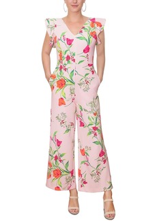 Rachel Roy Womens Floral Print V Neck Jumpsuit