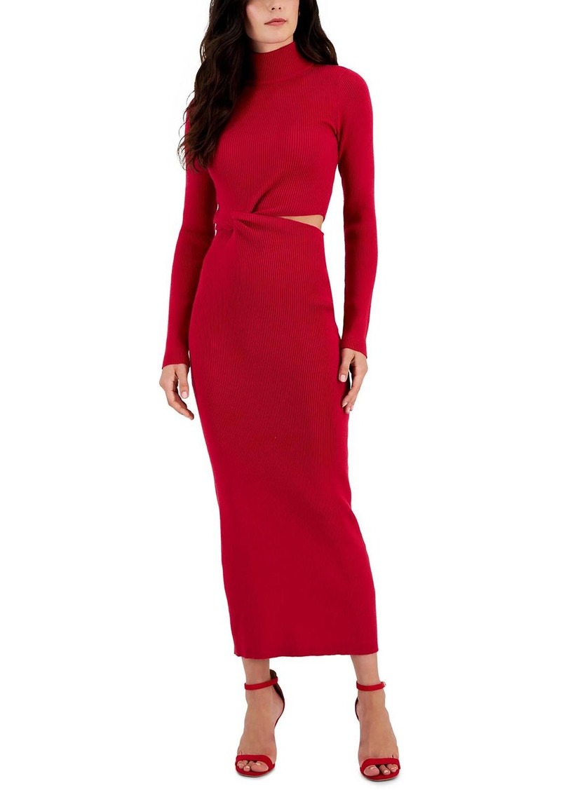 Rachel Roy Womens Full Length Mock Neck Sweaterdress