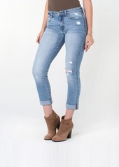 Rachel Roy Women's Roll Cuff Girlfriend Jeans with Destructed Knee
