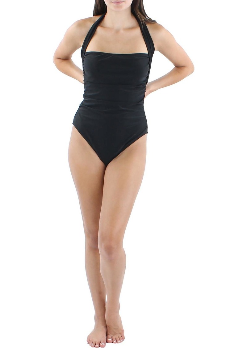 Rachel Roy Womens Ruched One-Shoulder One-Piece Swimsuit