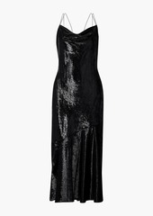 Rachel Zoe - Lolita draped metallic velvet midi dress - Black - US 4