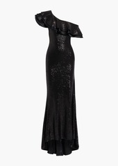 Rachel Zoe - Off-the-shoulder ruffled sequined stretch-mesh gown - Black - US 2
