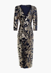 Rachel Zoe - Sequin-embellished velvet midi dress - Blue - US 4