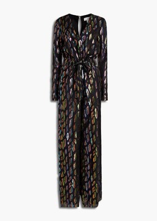 Rachel Zoe - Wrap-effect bow-detailed metallic fil coupé voile jumpsuit - Black - US 0
