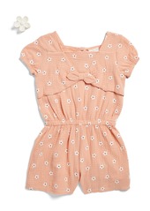 Rachel Zoe Kids' Floral Print Romper & Hair Clip Set in Coral Pink at Nordstrom Rack