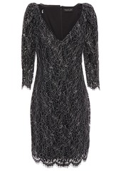 Rachel Zoe - Anya chiffon-trimmed metallic corded lace mini dress - Black - US 4