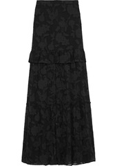 Rachel Zoe Woman Lilith Ruffle-trimmed Fil Coupé Silk And Cotton-blend Maxi Skirt Black